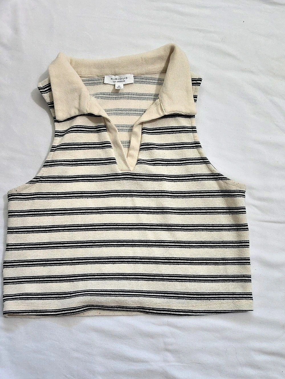 Mango Striped Tank Top in Cream & Black Size Small Like New